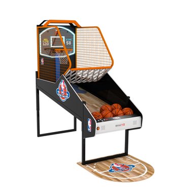 Basketball arcade machine with basketballs on a white background rotateable