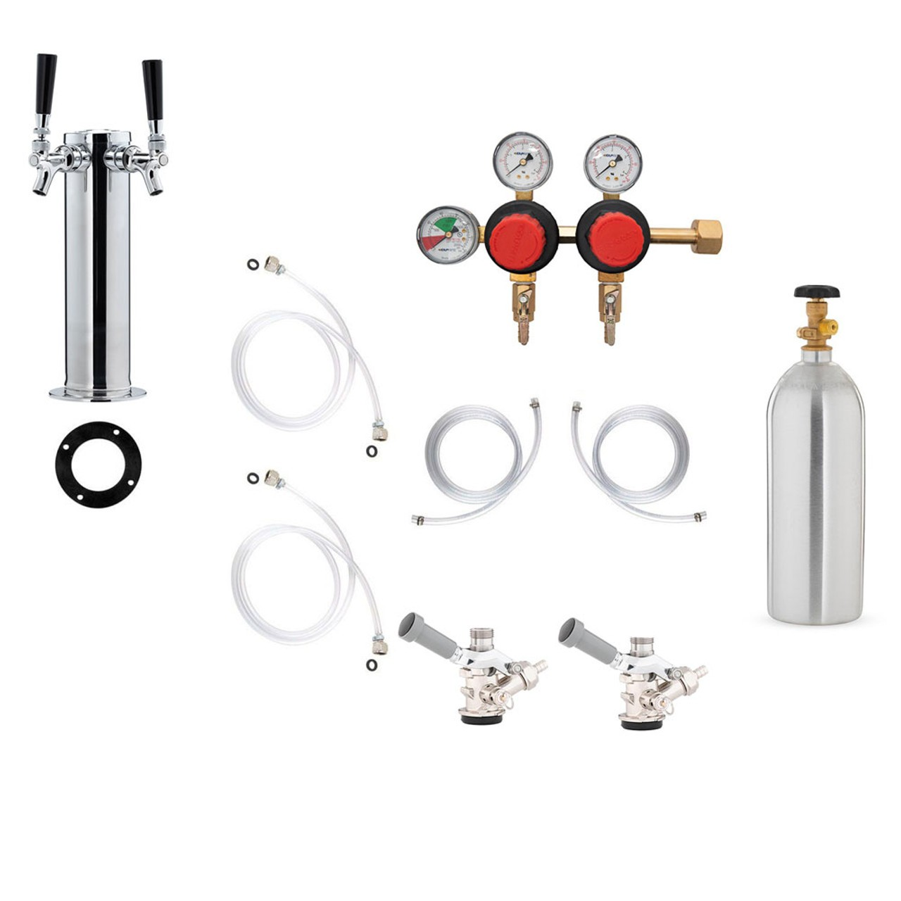 Kit de conversion DIY pour mini-frigo à pression 2 fûts (avec bouteille de CO2 de 2,27 kg)